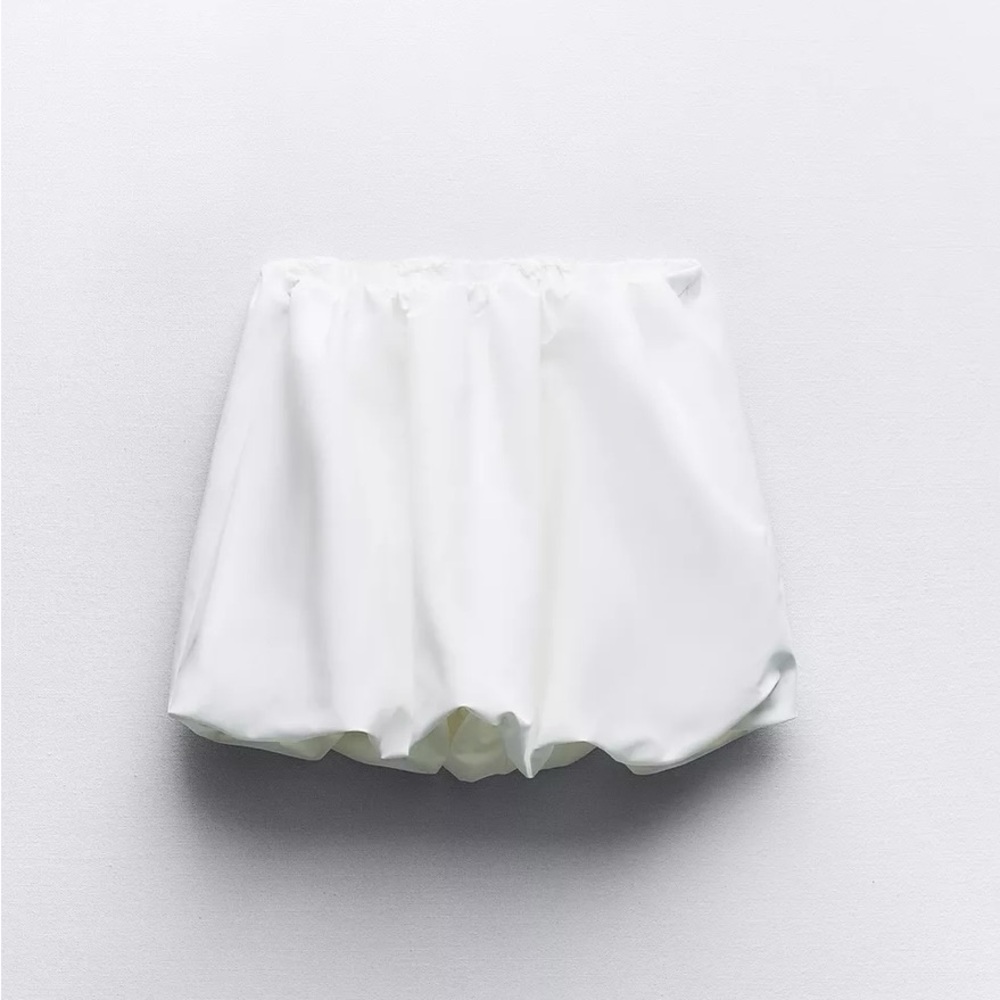 Zara White Mini balloon / bubble Skirt new no tag